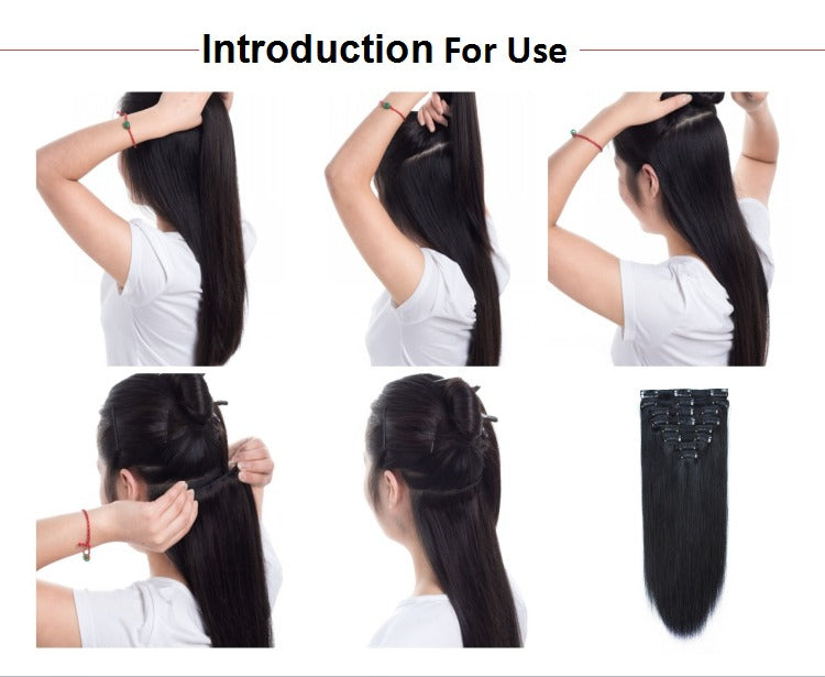 100% Natural Highlight Clip-In Human Hair Blend Extensions For Women 22” 8pcs Set