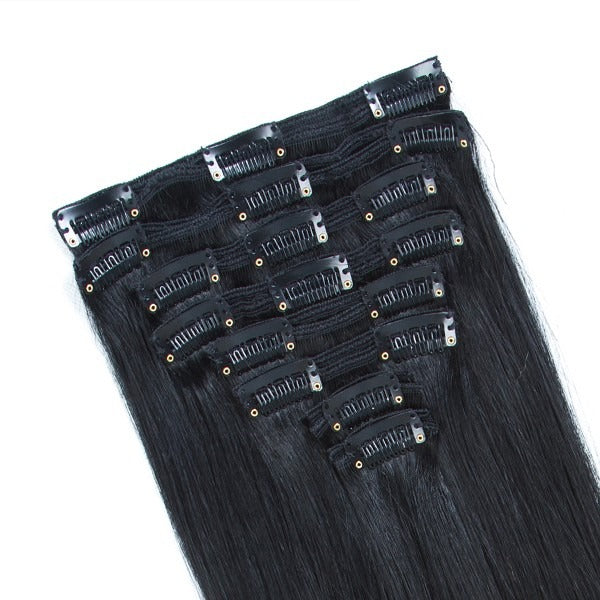 100% Natural Highlight Clip-In Human Hair Blend Extensions For Women 22” 8pcs Set