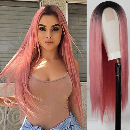 Women' s Pink Straight Hot Mini Lace Front Wig