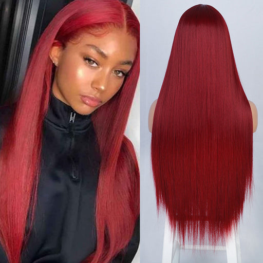 Long Straight red Mini Lace Wigs for Women