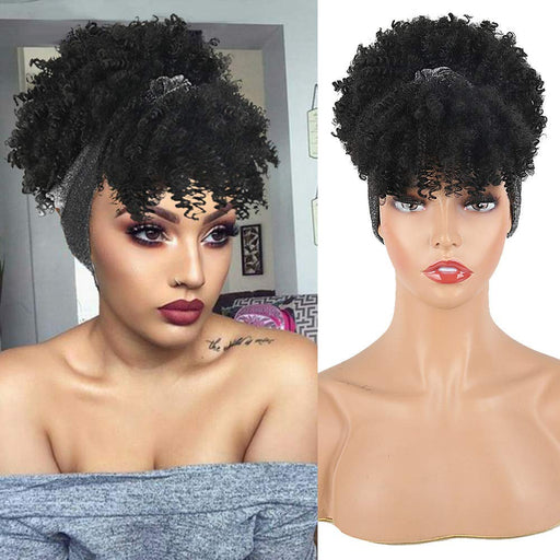 Hot Sexy Kinky Curly Bang Wigs with Grey Headband