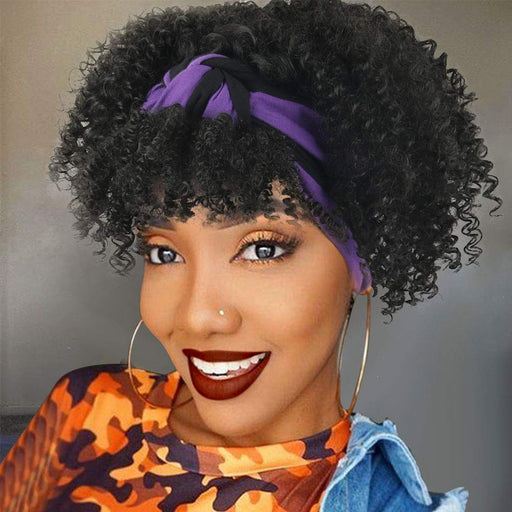 Hot Sexy Kinky Curly Wigs with Purple&Black Headband