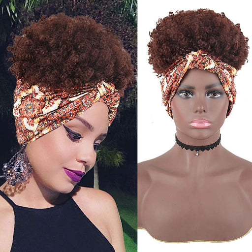 Hot Sexy Kinky Curly Wig with Printed Headband