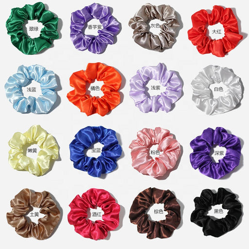 Shiny scrunchy hair band pack red brown hair ties accessories shining girls silk satin scrunchies with logo