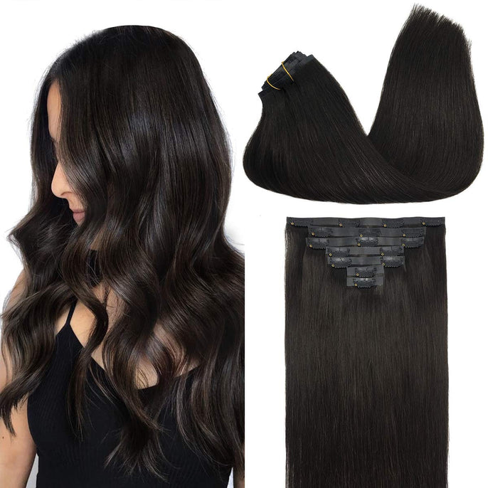 100% Natural Highlight Clip-In Human Hair Blend Extensions For Women 22” 8pcs Set