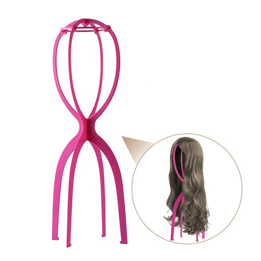 Custom wholesale prices hot pink stable plastic wig tripod stand wig stand display