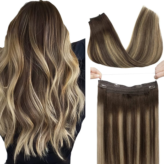 Hair extensions hair one piece invisible wire Halo human hair extensions