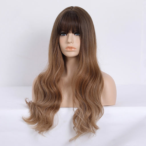 Chemical Fiber Wig Long Deep Wavy Brown Wig Ladies Daily Wig High Temperature Chemical Fiber Hair