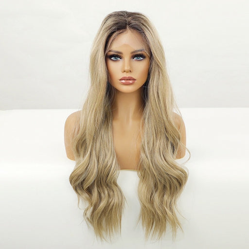 Wigs Long Wavy Hair Brown Gradient Blonde Hair Heat Resistant Lace Front Wig