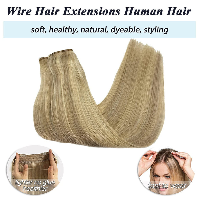 Braided Drawstring Wrap around Blonde Straight Ponytails Clip in Hair Extension Double drawn