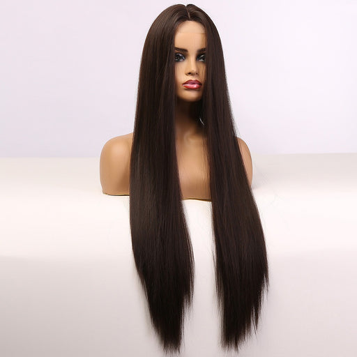 Brown Synthetic Wigs Long Brazilian Straight Heat Resistant Wigs for Women