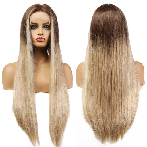 Brown Blonde Synthetic Lace Front Hair Wigs Long Straight Lace for Black Women Heat Resistant